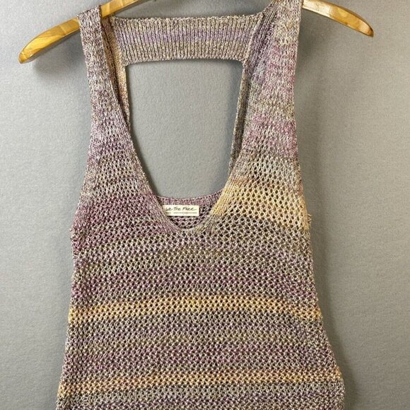 We The Free People SMALL Under‎ The Starlight Tank Top In Sunset Combo Open Back - Picture 1 of 7